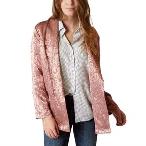 Free People | Silky Jacquard
Blazer Jacket Paisley Metallic Pink Oversized